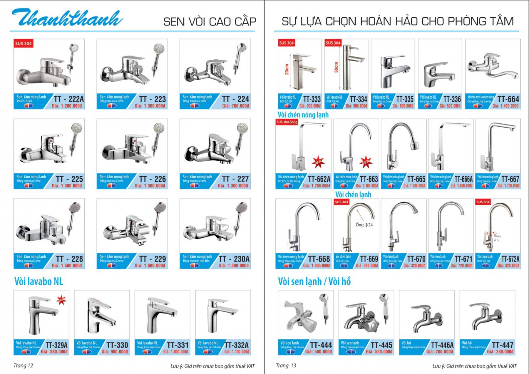 catalogue và Bảng giá Thiết bị vệ sinh Thanh Thanh mới nhất /page 7